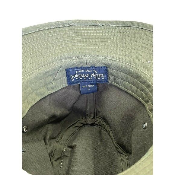 Vtg Mens Large Dorfman Pacific Green Outback Fedora Hat Leather Band Classic - Picture 5 of 5